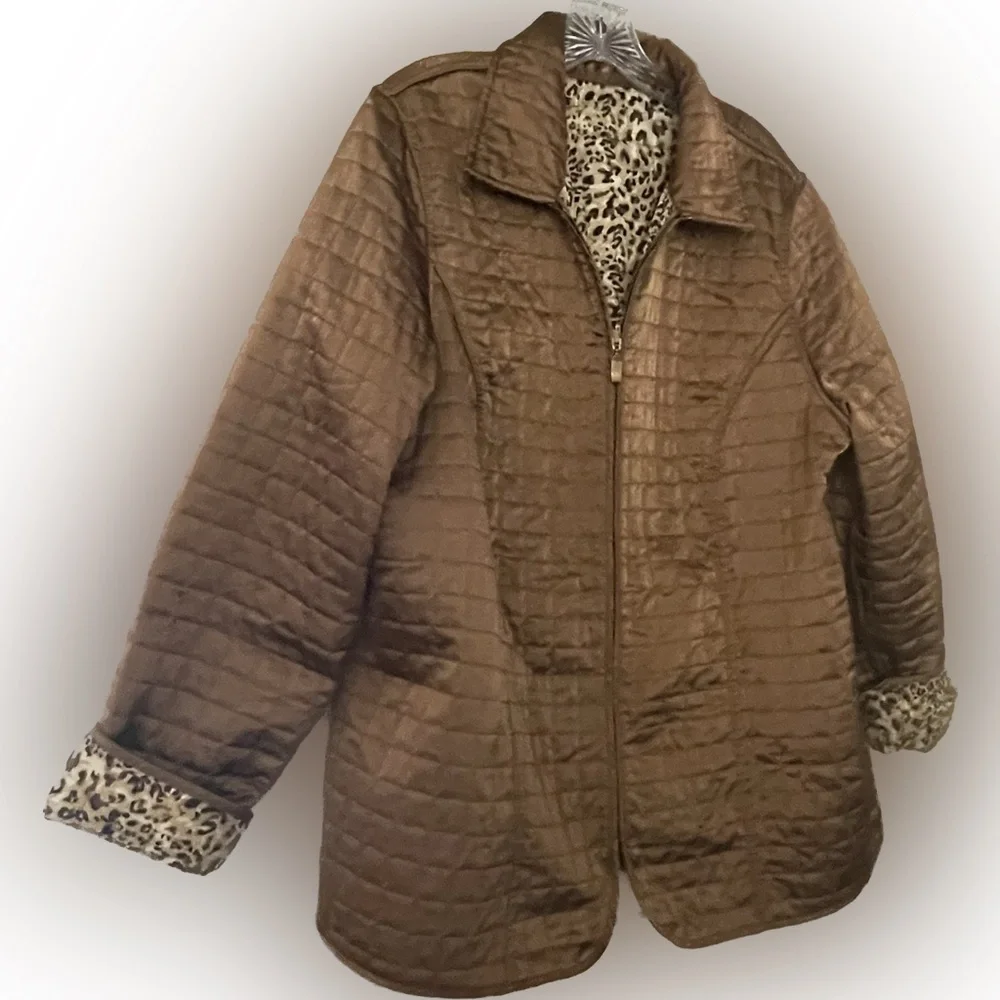 Leopard & Bronze Reversible Quilted Lightweight Jacket - Picture 6 of 6
